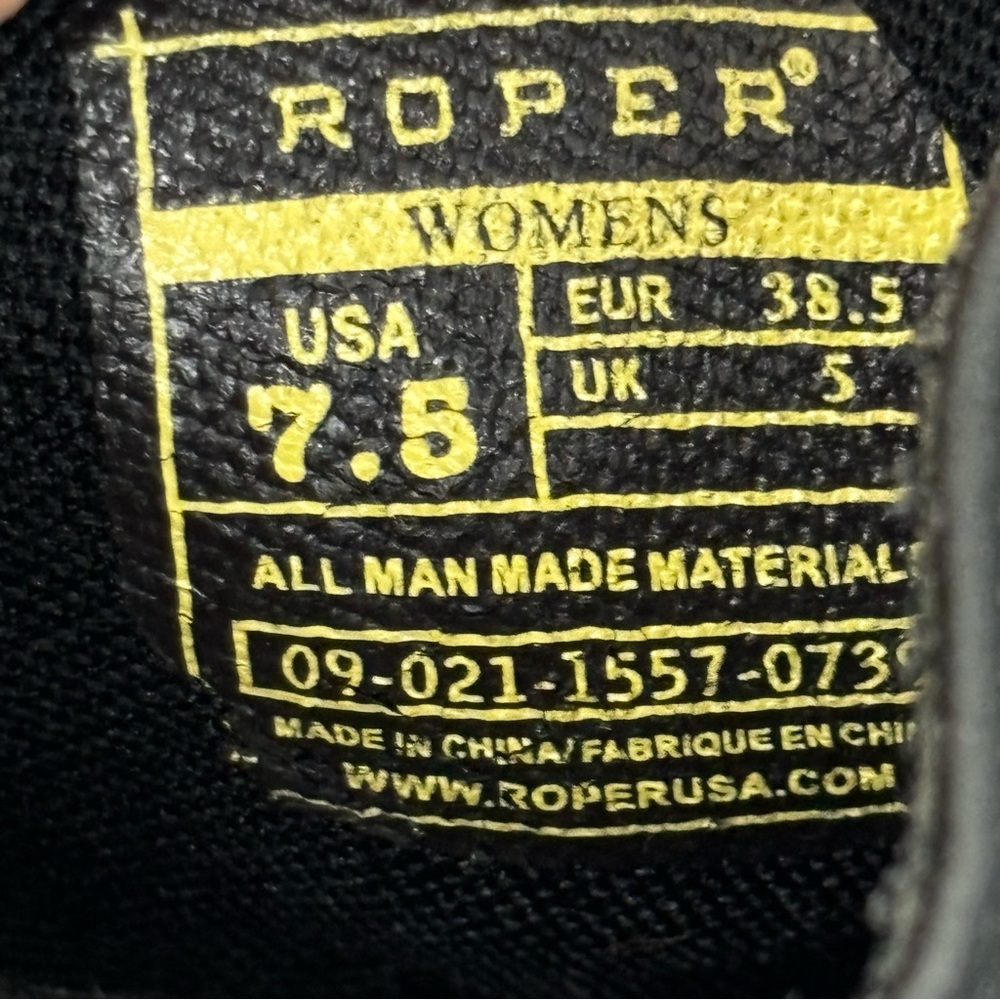 Roper Boots Women Size 7.5 Black Emma Western Pointed Toe Ankle Booties - Picture 2 of 13